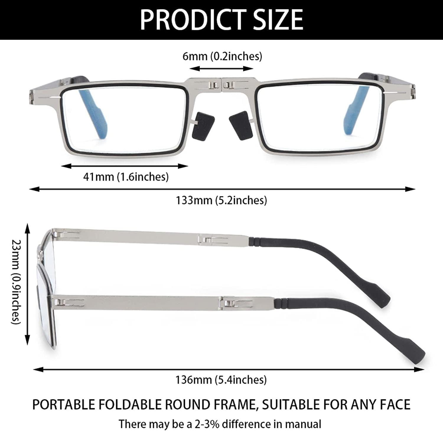 Agabani Agabani Ultra-light and Thin Foldable Reading Glasses Folding Readers for Men Women Compact Portable Rectangle with Hard Case Pocket Computer Glasses(1.0 x)