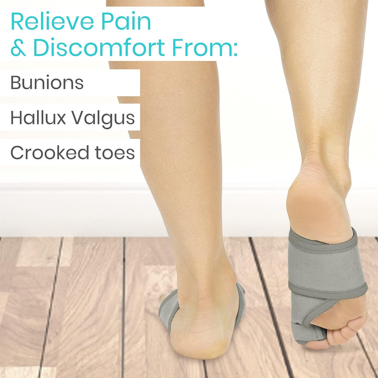 VIVE Vive Bunion Brace (Pair) - Big Toe Corrector Straightener with Splint - Hallux Valgus Pad, Joint Pain Relief, Alignment Treatment - Orthopedic Sleeve Foot Wrap Support for Men and Women (Gray)