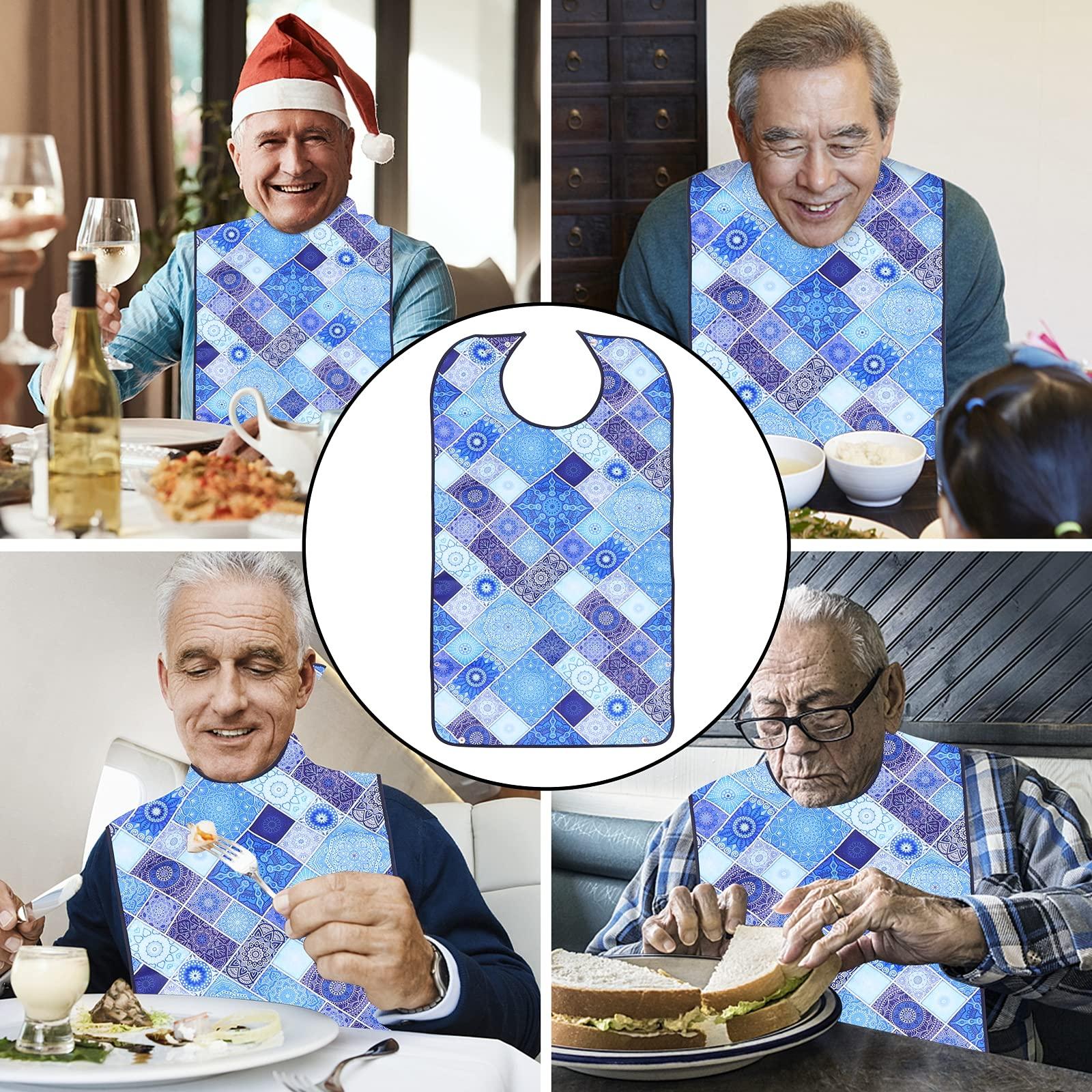 HEALLILY Adult Mealtime Bib Protector Waterproof Elderly Eating Apron Clothing Protector