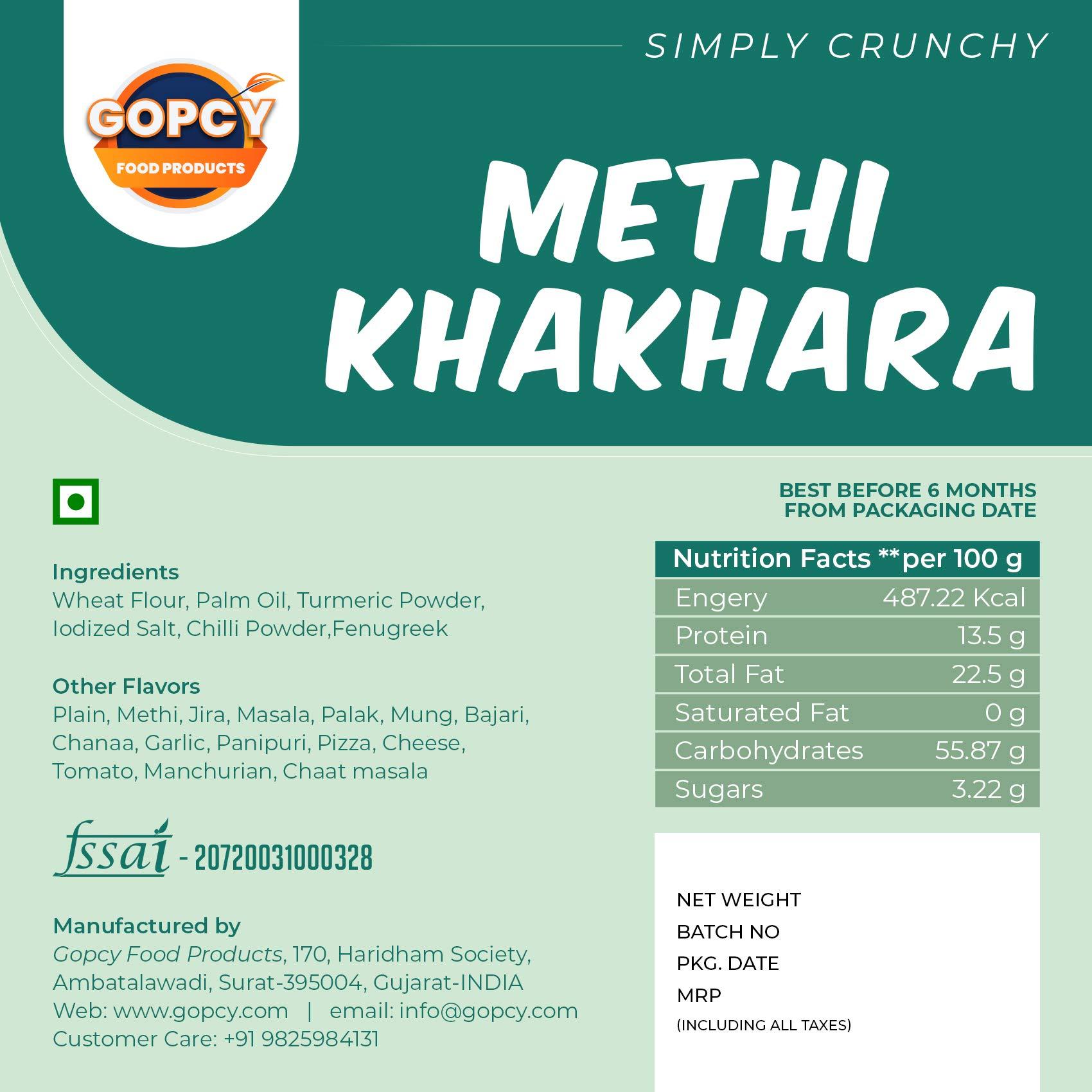 Gopcy Gopcy Methi Khakhra Packets of 4(800 gm) - Healthy Gujarati Snacks
