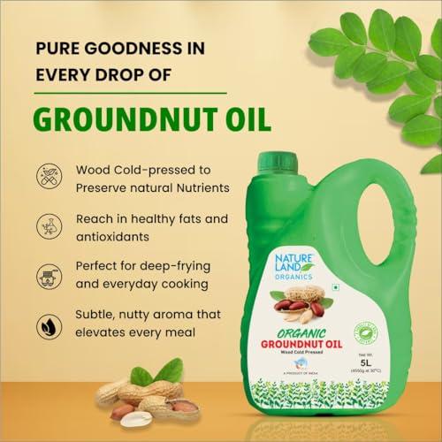 NATURELAND ORGANICS Natureland Organics Groundnut/Peanut Oil 5 Ltr. - Cold Pressed Organic Healthy Oils