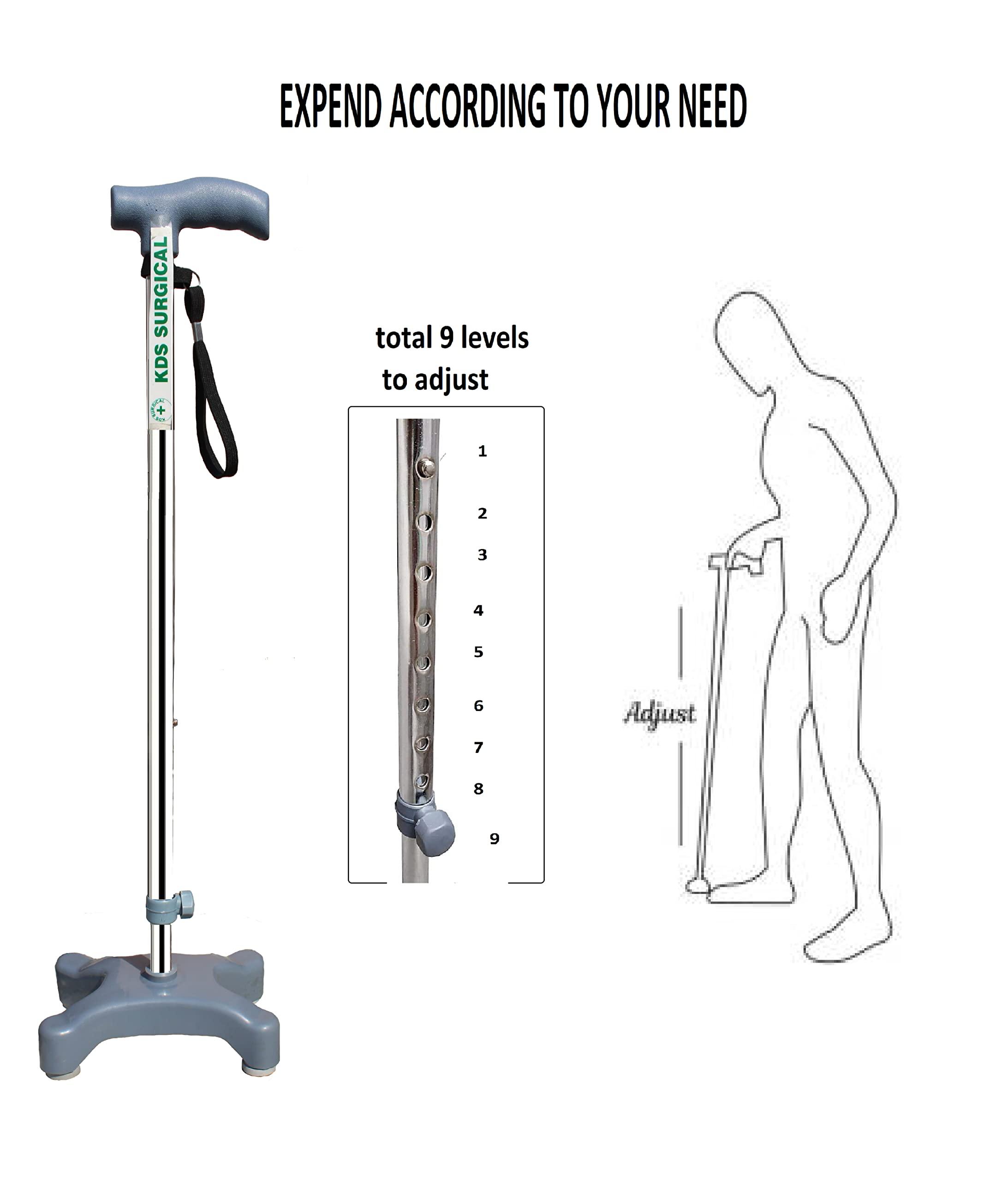 KDS SURGICAL Kds Surgical 4 Leg Quadripod Croome Height Adjustable Walking Stick