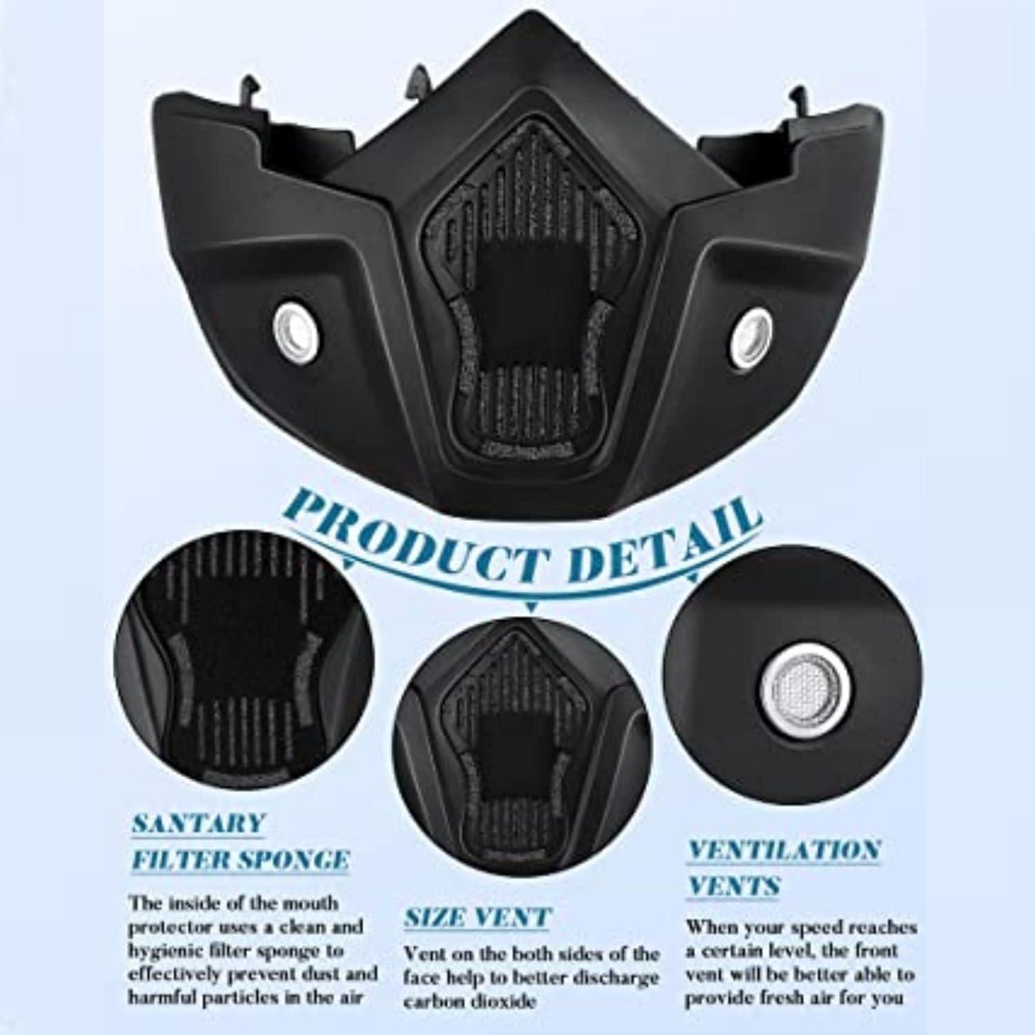 Fariox FARIOX Motocross Bike Riding Goggles Glasses with Face mask Dust Mask with Detachable Motorcycle Oculos Gafas and Mouth Filter for Open Face Vintage Helmets (Yellow)