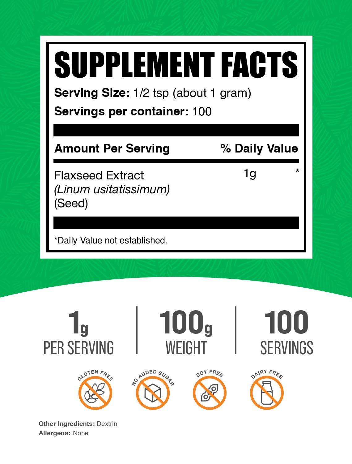 BulkSupplements Bulksupplements Pure Flaxseed Extract Powder (100 grams)