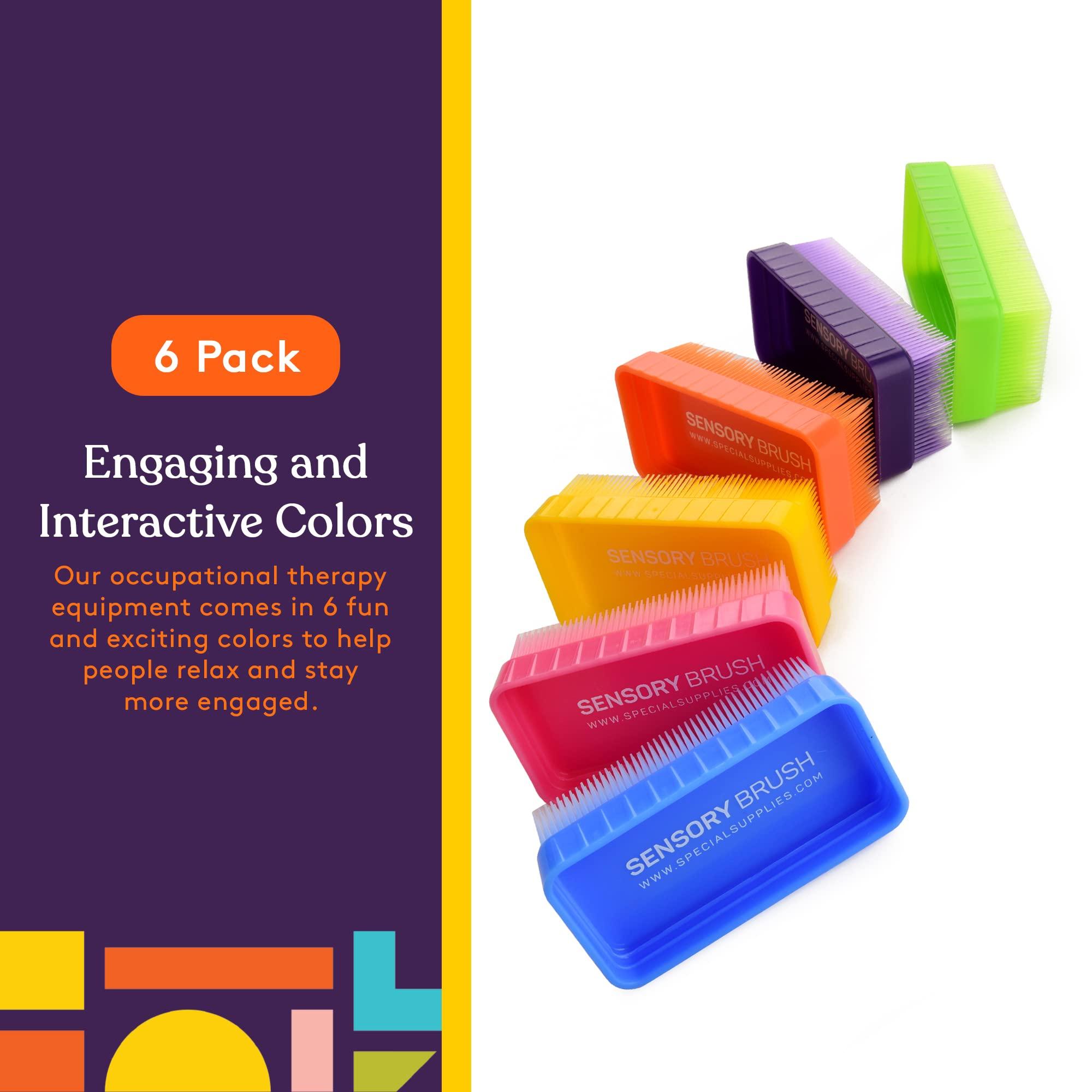 Special Supplies Special Supplies Therapressure Therapy Brush for Occupational and Sensory Brushing, 6 Pack, Stimulating and Calming Tools for Kids and Adults, Soft Flexible Bristles, Latex Free
