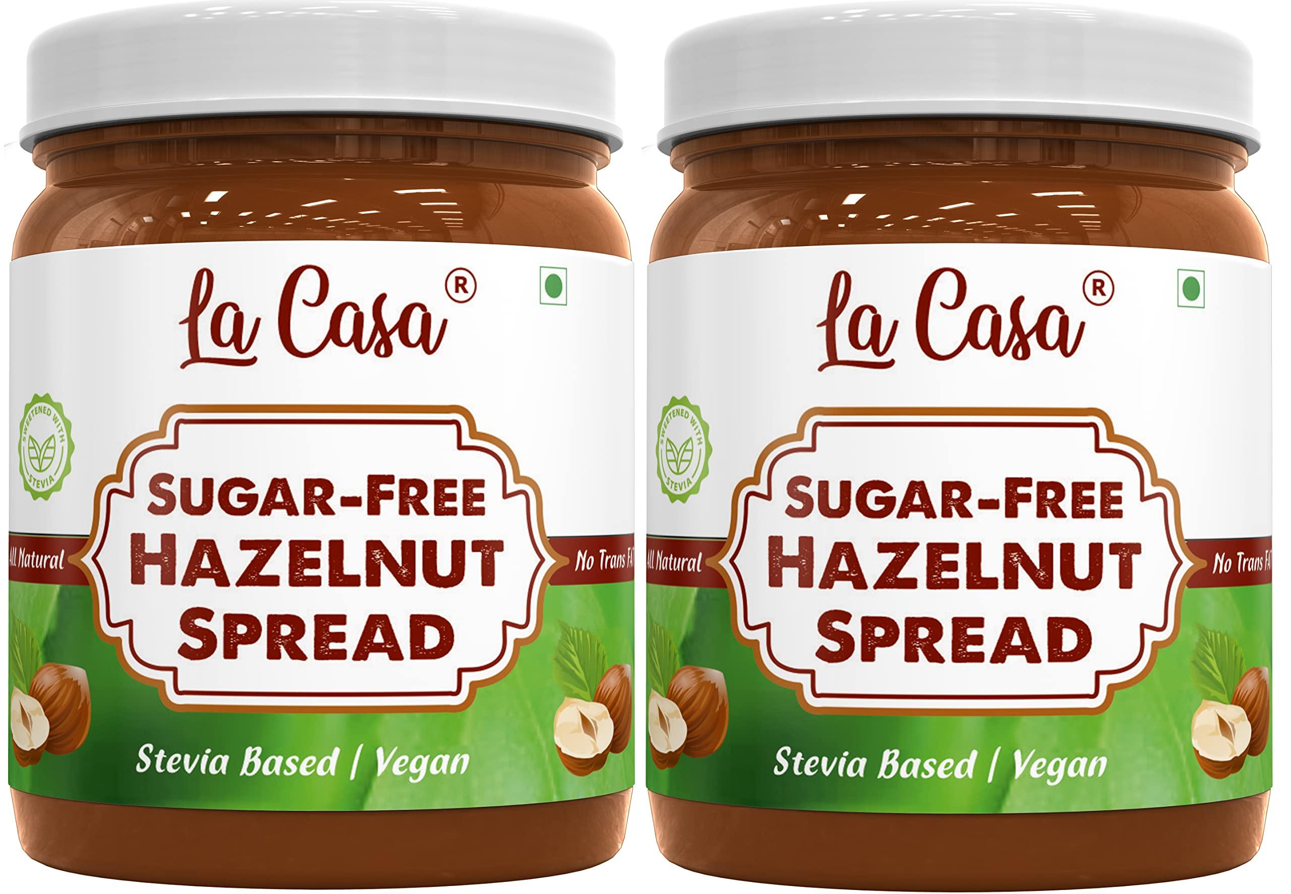 La Casa La Casa Sugar-Free Hazelnut Chocolate Spread | Stevia Based | All Natural | Combo of 2 | 2x350g |