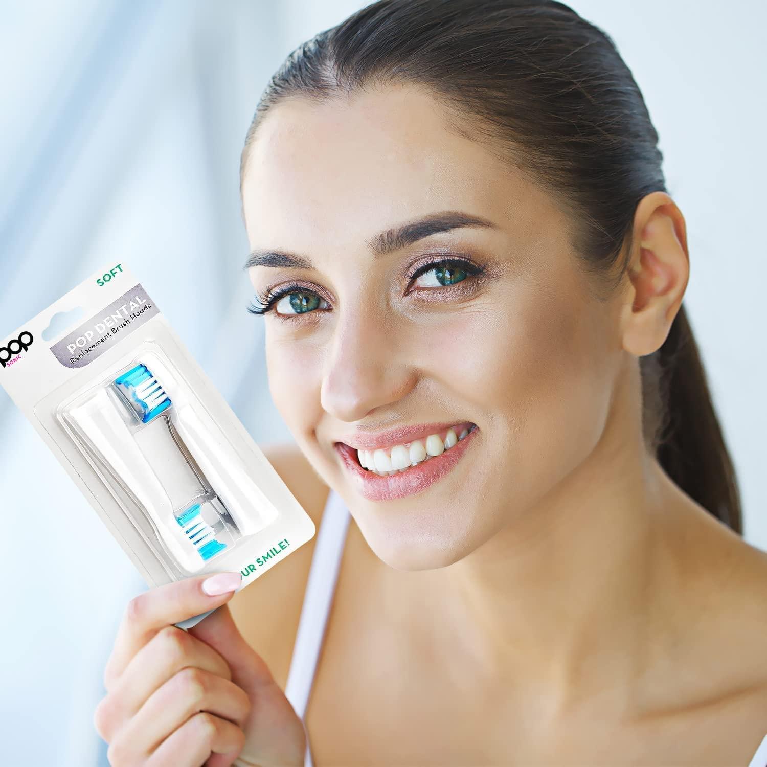 Pop Sonic Pop Sonic Replacement Toothbrush Heads Fit\'s with Go Sonic USB Sonic & Pro Sonic Toothbrushes - Pack of 2