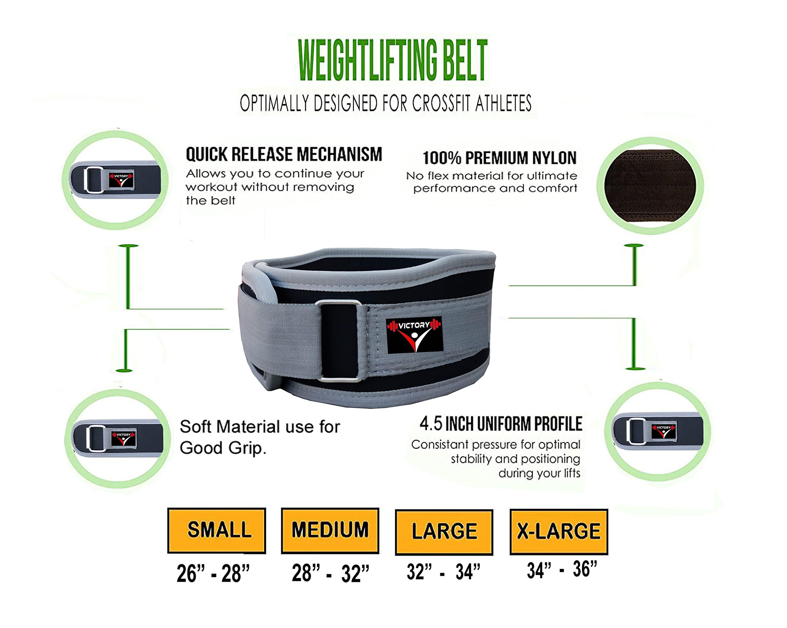 Victory Victory Fitness Combo Weight Lifting Belt Back Support 4.5 Inch Wide with Extra Premium Wrist Support 1 Pair for Men and Women