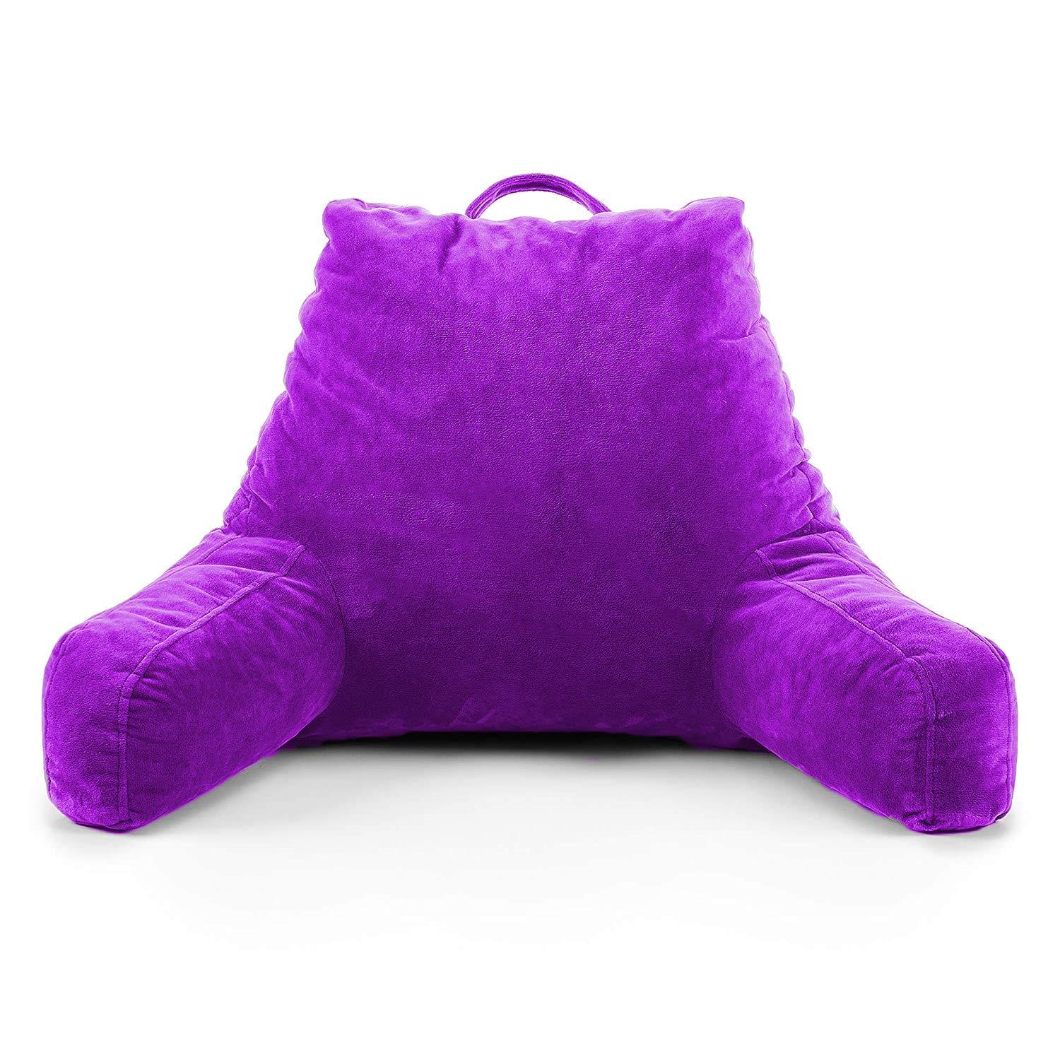 PUM PUM PumPum Back Rest Reading Pillow with Arm Rest - Comfortable Support for Reading, Watching TV, or Relaxing (Purple)