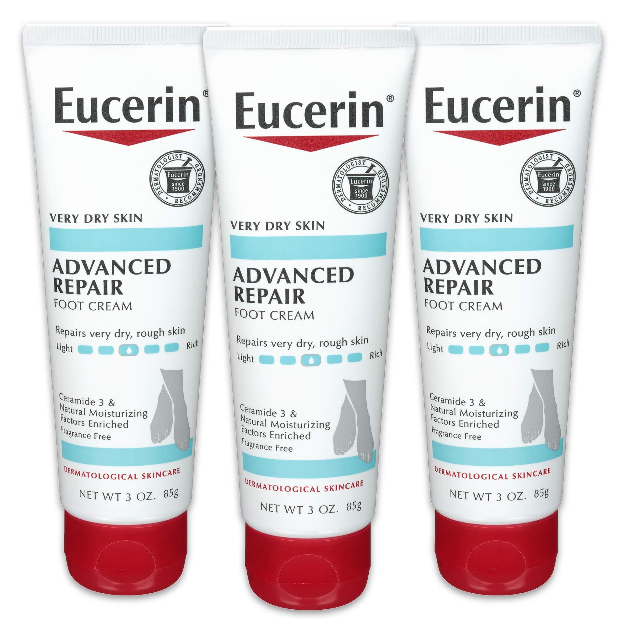 Eucerin Eucerin Advanced Repair Foot Cream - Fragrance Free, Foot Lotion for Very Dry Skin - 3 oz. Tube (Pack of 3)