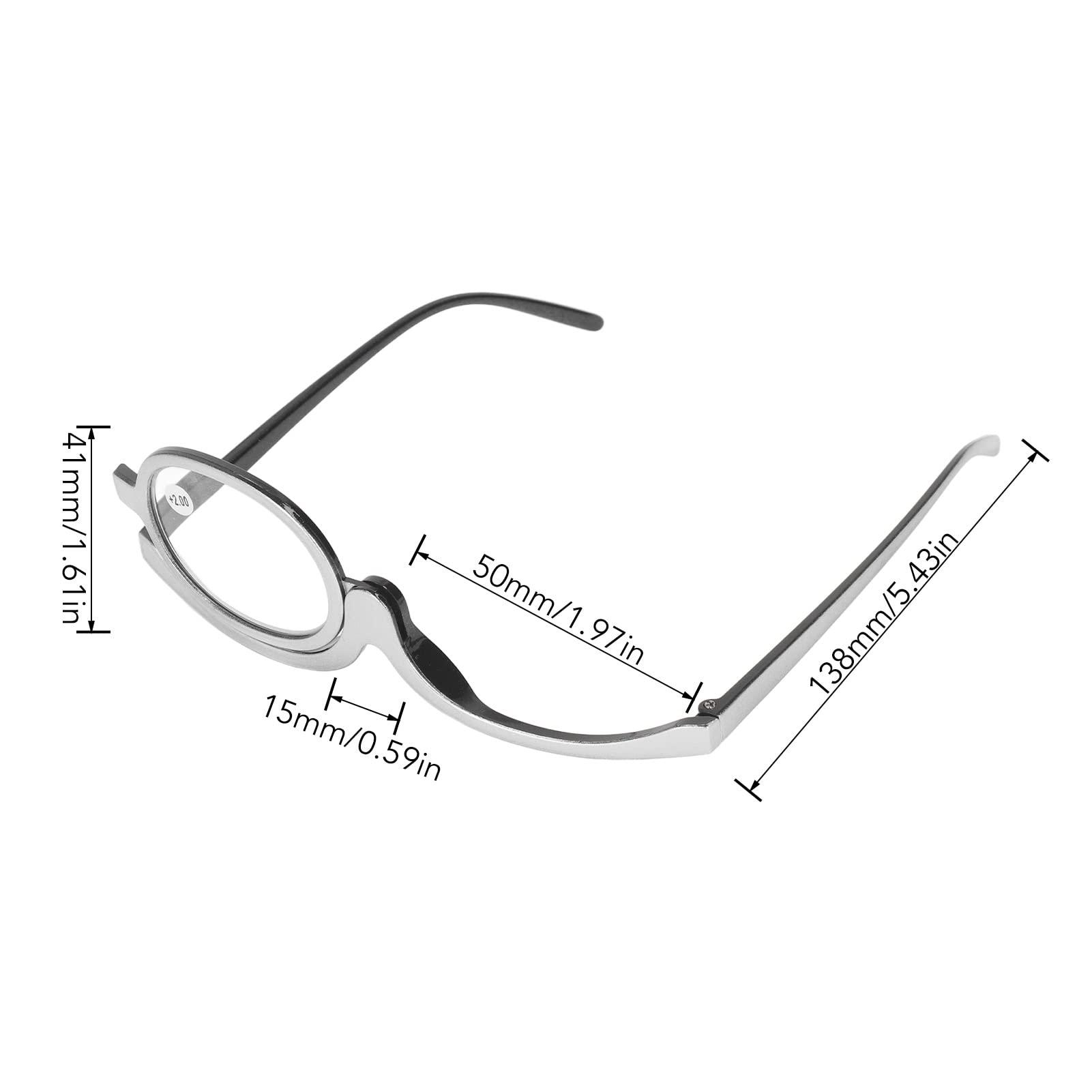 cooden Makeup Reading Glasses, Magnifying Single Lens Rotating Eye Make Up Reading Glasses, Flip Down Lens Folding Magnifier Makeup Glasses Cosmetic Readers with Case for Women, Ladies (+2.00)