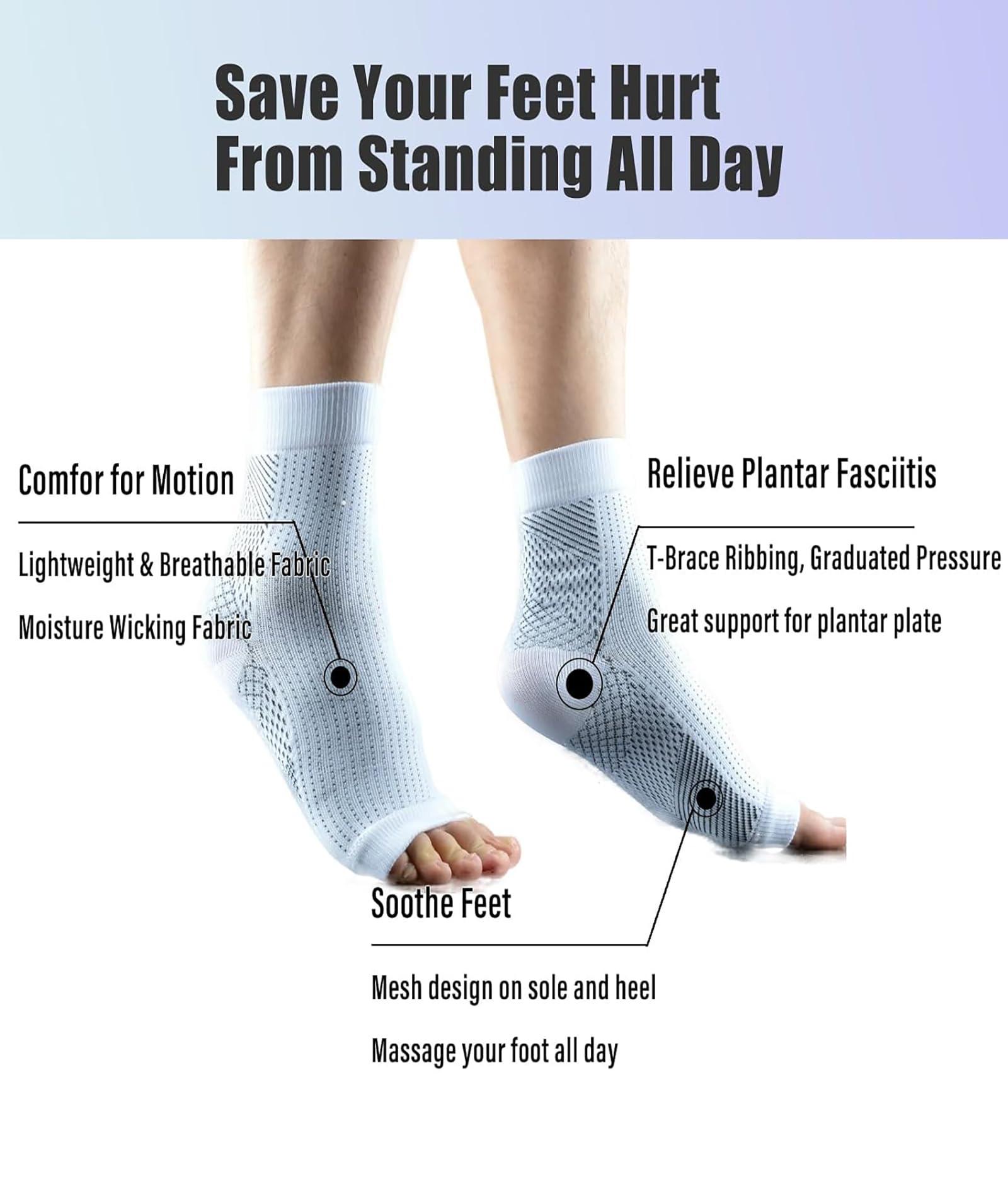 NUDFSY 4 Pair Compression Socks for Women, Compression Socks for Men, Open Toe Neuropathy Pain Relief Socks Neuropathy Socks, Pain Relief Socks Bamboo Compression Socks, Neuro Socks For Heel Pain Relief, Ankle Support & Plantar Fasciitis