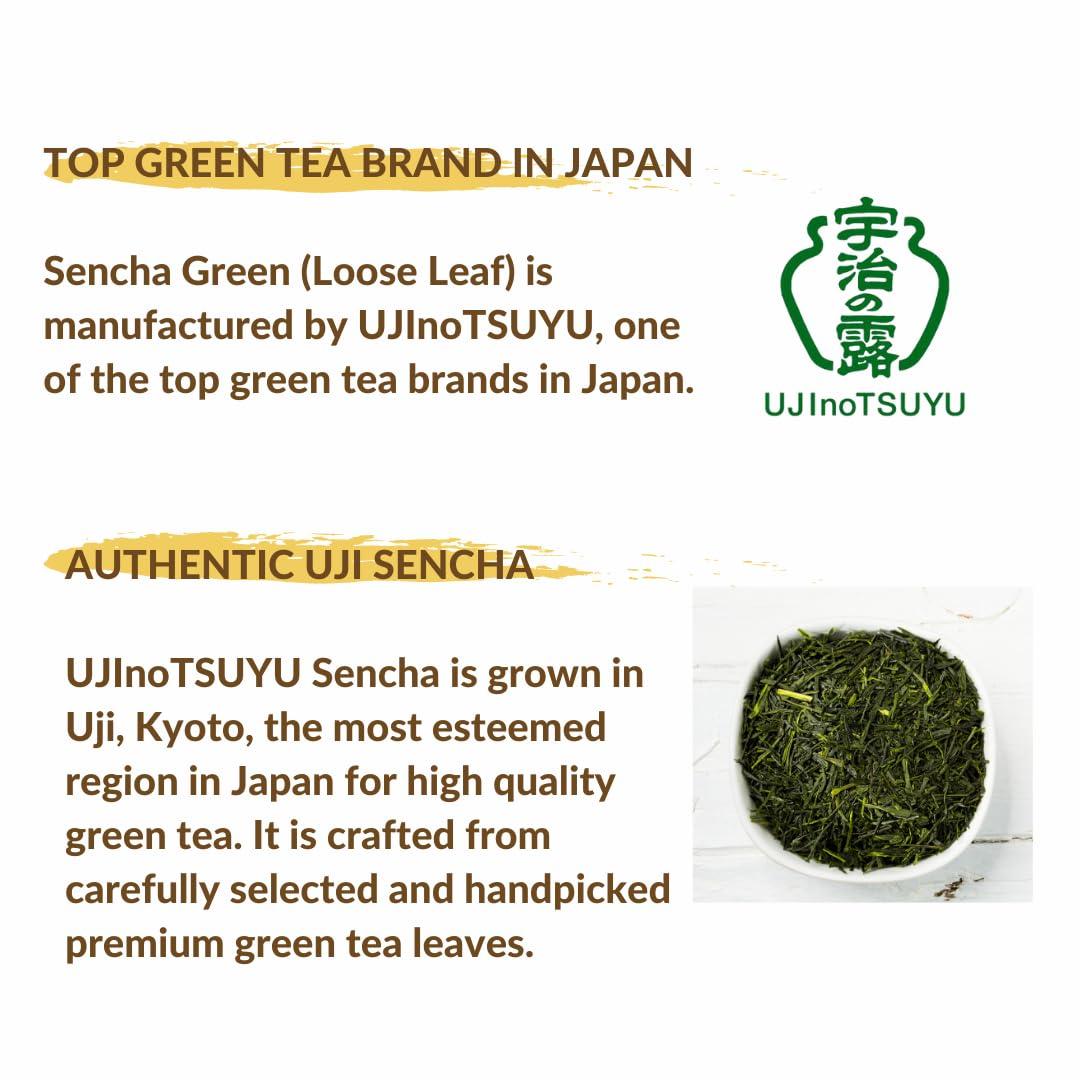 UJInoTSUYU UJInoTSUYU Sencha Green Tea Loose Leaf | Premium Japanese Green Tea | Grown in Uji Kyoto | Imported from Japan | 100% Pure and Authentic | Loose Leaf 100g
