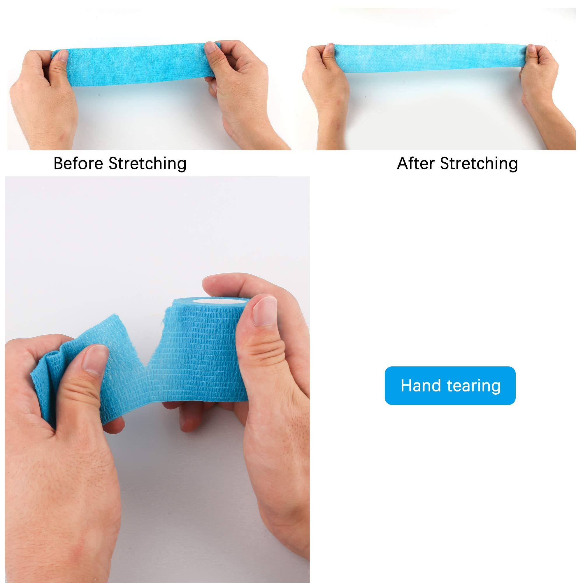 Mooerca Self Adherent Cohesive Wrap Bandages 2 Inches X 5 Yards, 12 Count, First Aid Tape, Elastic Self Adhesive Tape, Athletic, Sports wrap Tape, Bandage Wrap for Sports, Wrist, Ankle (Rainbow Color)