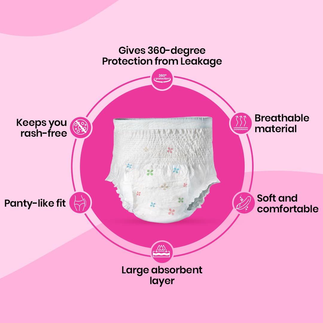 i-activ i activ Period Panty for Girls & Women | M-L | 5\'s Pack | Disposable Period Panties for Women | Maternity Pads after Delivery for Heavy Flow Periods | 360 Degree Protection | Waist Size - 24\" to 39\"