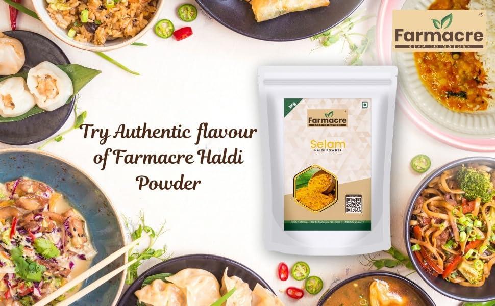Farmacre With Logo Farmacre Selam Haldi Powder/Turmeric Powder/Natural Haldi Powder - 250 gms Pack | Product Of Cow Based Natural Farming (CBNF) | Product Of Chemicals Free & Pesticides Free (250 gm)