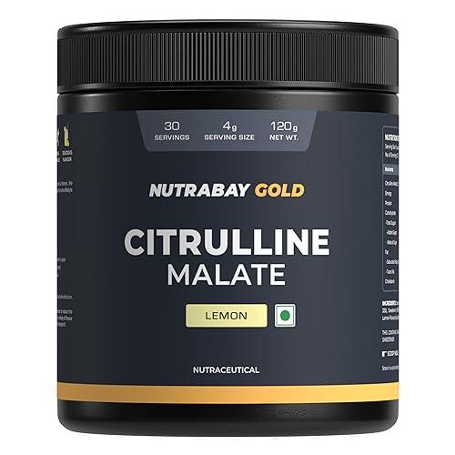 Nutrabay Nutrabay Gold Citrulline Malate 2:1 Supplement Powder - 120g, Lemon Flavor | Boosts Nitric Oxide, Pre Workout Amino Acid for Muscle Strength & Endurance