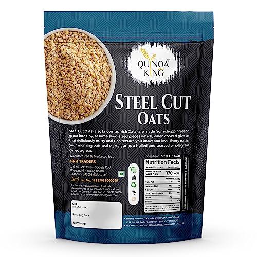 QUINOA KING QUINOA KING Steel Cut Oats 5Kg |(5 Pack Of 1kgs Packets) Gluten Free Oats | Diet Food | Healthy Breakfast | High in Protein and Fibre