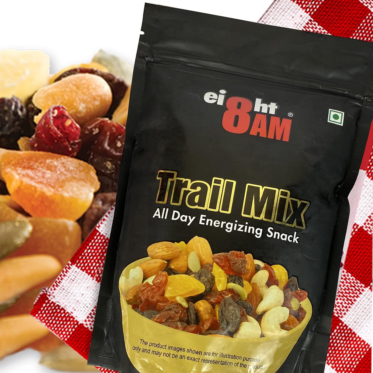 8AM 8AM Trail Mix Dry Fruits & Nuts, 200gm | Made with Nutritious Ingredient Cranberries, Roasted Cashew, Almonds, Raisin, Pumpkin Seeds | Healthy and Tasty Snack, Rich Source of Zinc, Potassium and Iron