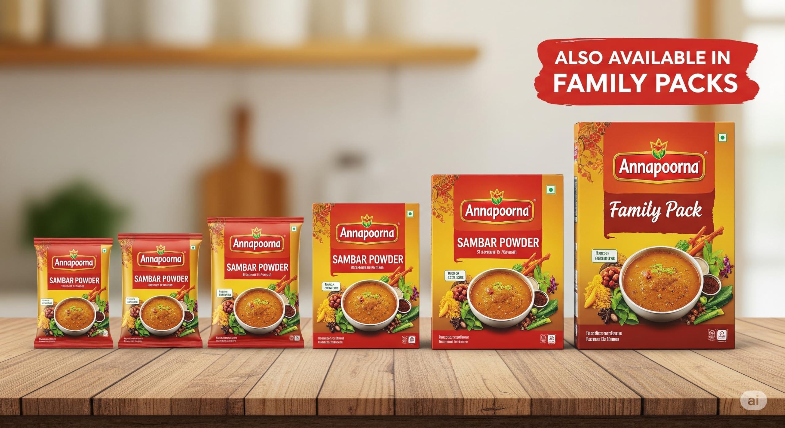 Generic ANNAPOORNA Sambar Powder 50 g | Pack of 5 | Total 250 g | The Taste that Unites | Handpicked Taste of Homemade Spice Products Since 1975