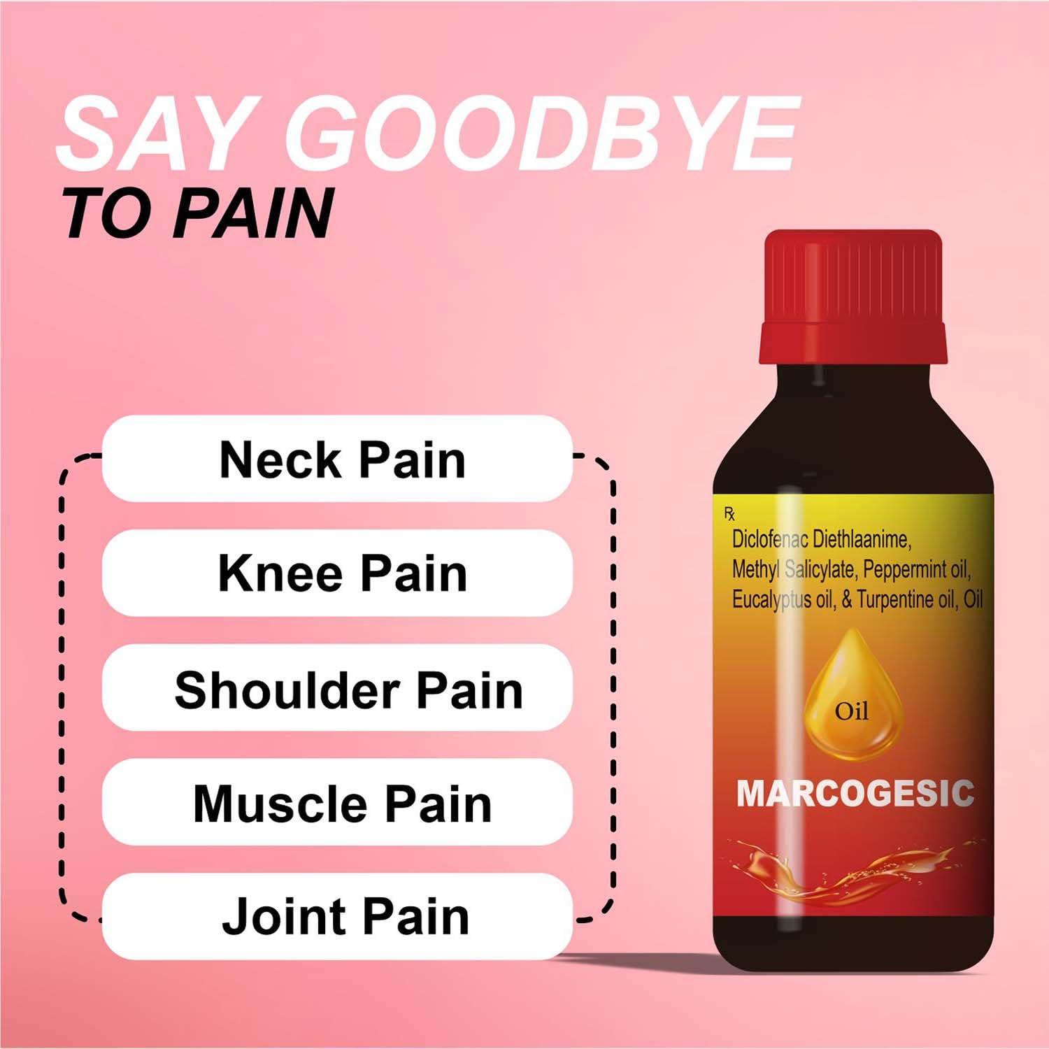 Generic Marcogesic Pain Relief Oil 60 ml (Pack of 2)| Damdar Non Stick Formula With Powerful Ingredients, Perfect For Joint, Muscle,Shoulder, Legs, Knee and Arthritis pain