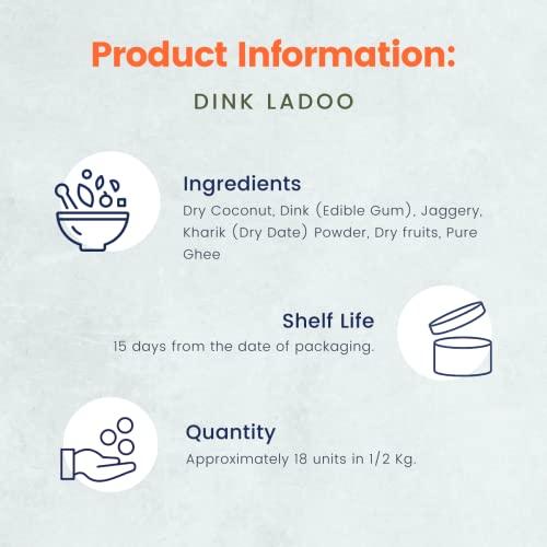 PATIL KAKI PATIL KAKI Handmade Dink Ladoo|Dry Fruits|Jaggery|Pure Desi Ghee|No Preservatives|No Added Sugar|Gond Ladoo|Organic|Post Delivery|300Gram|12 Ladoos