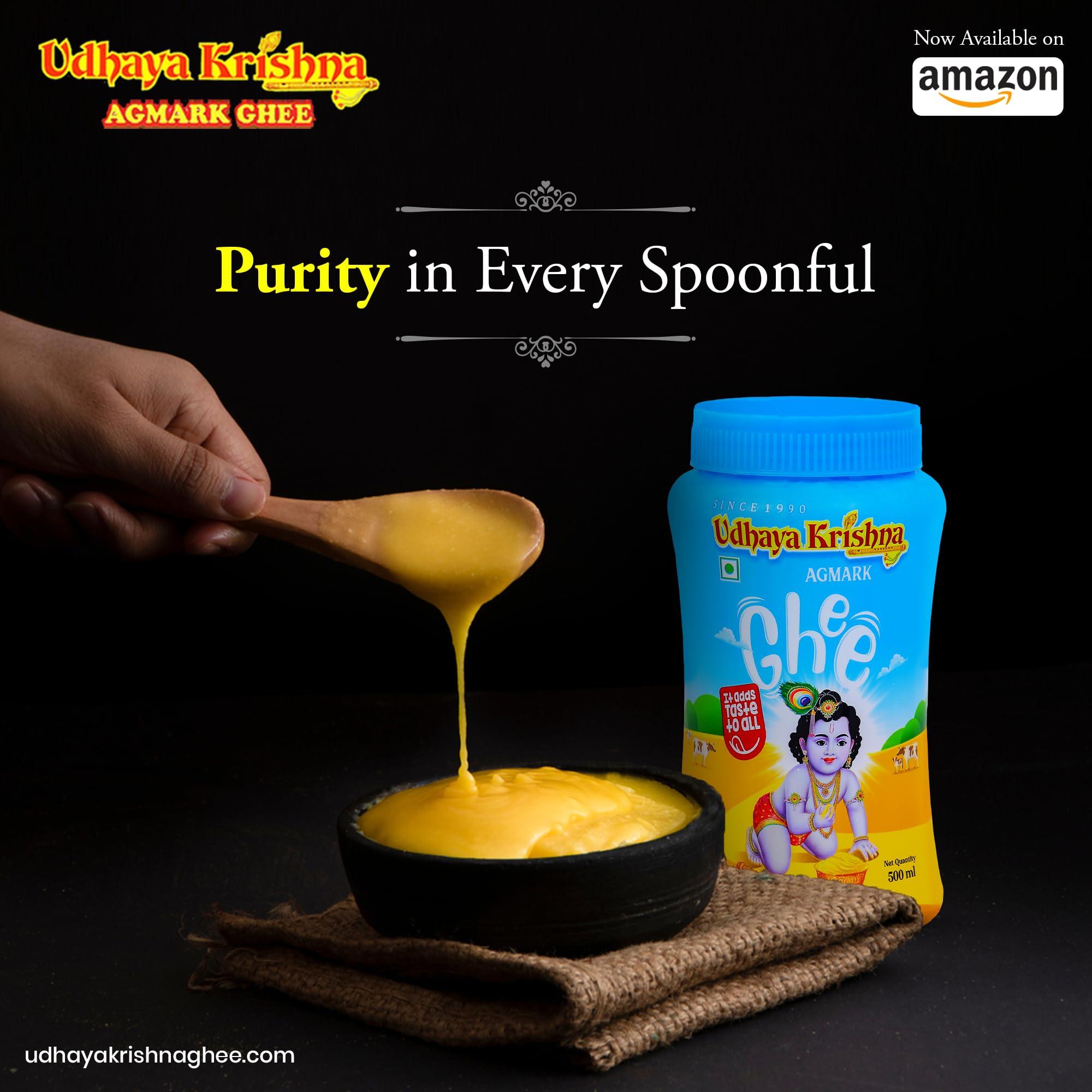 Udhaya Krishna GHEE Udhayakrishna Ghee 500ml (Pack of 1) | Authentic and Traditional Ghee, Rich in Aroma and Flavor, Pure and Natural Ghee Perfect For Traditional Recipes