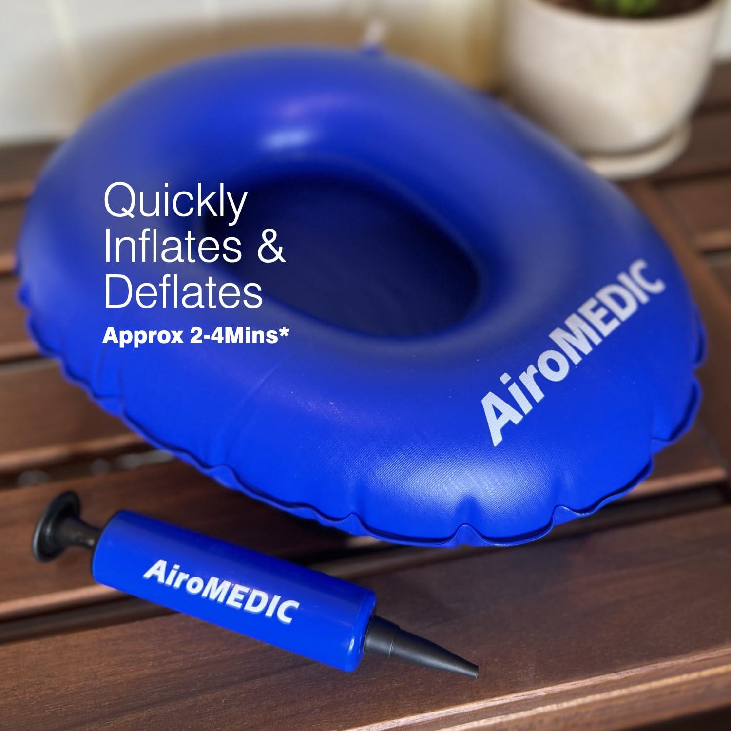 AiroMEDIC AiroMEDIC Portable Air Bedpan, Inflatable Cushions Potty for Home Hospital Elderly Bedridden, Washable Air Inflation Bed Pans for Females, Inflatable Stool Toilet Nursing Toilet, Blue