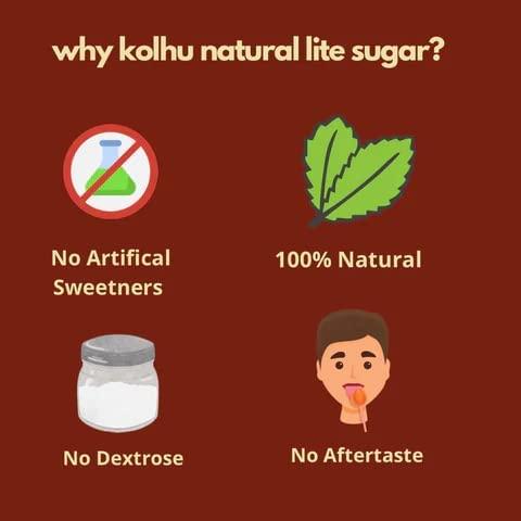 Kolhu Kolhu Natural Lite Sugar 750g (Khandsari Sugar + Stevia) (Pack of 3, 250g Each)