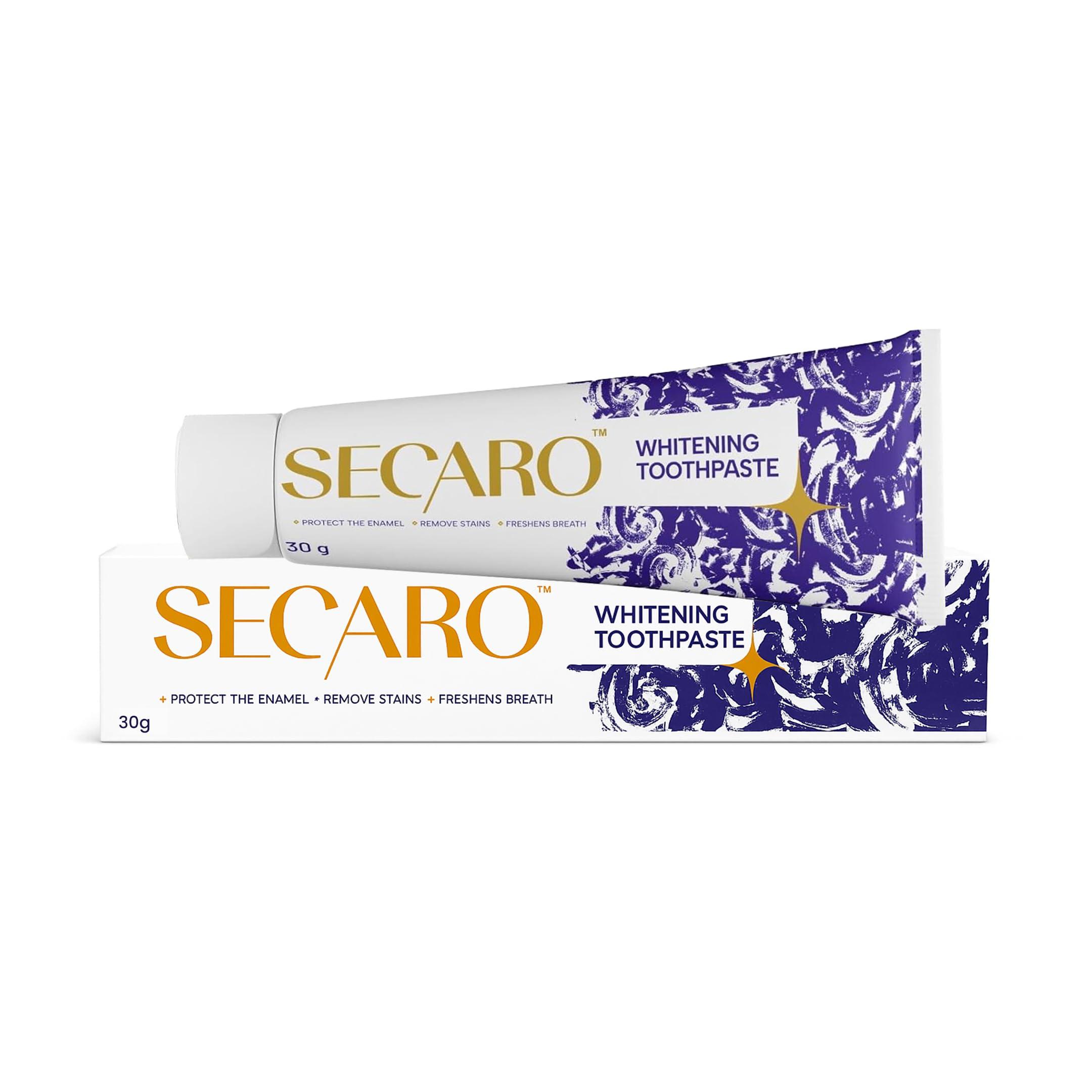 Secaro Secaro Teeth Whitening Toothpaste | Pack of 3 Toothpaste for Fresh Breath | Cleans and Remove the Yellow Stains from Teeth | Cool Blue Color Toothpaste for Teeth Sensitivity | 100gm Each