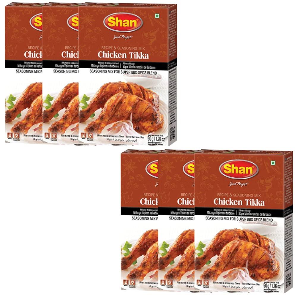Shan Shan Chicken Tikka Recipe and Seasoning Mix, 6 X 50 g