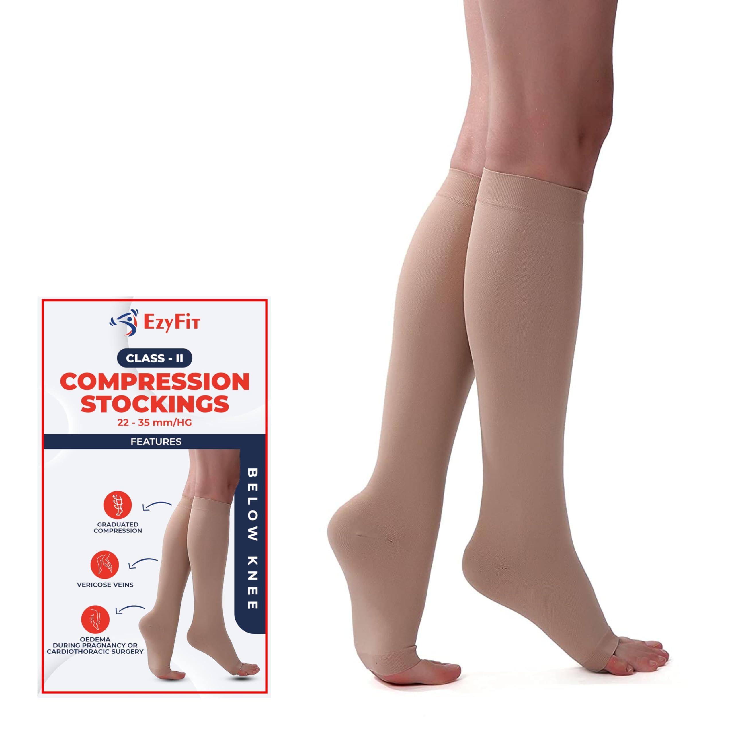 EZYFIT Ezyfit Class II Compression Stockings Below Knee for Varicose Veins | Class 2 Knee Length |Compression Socks Class II | Varicose veins stockings For men and women | 23-32mm/Hg (Medium)