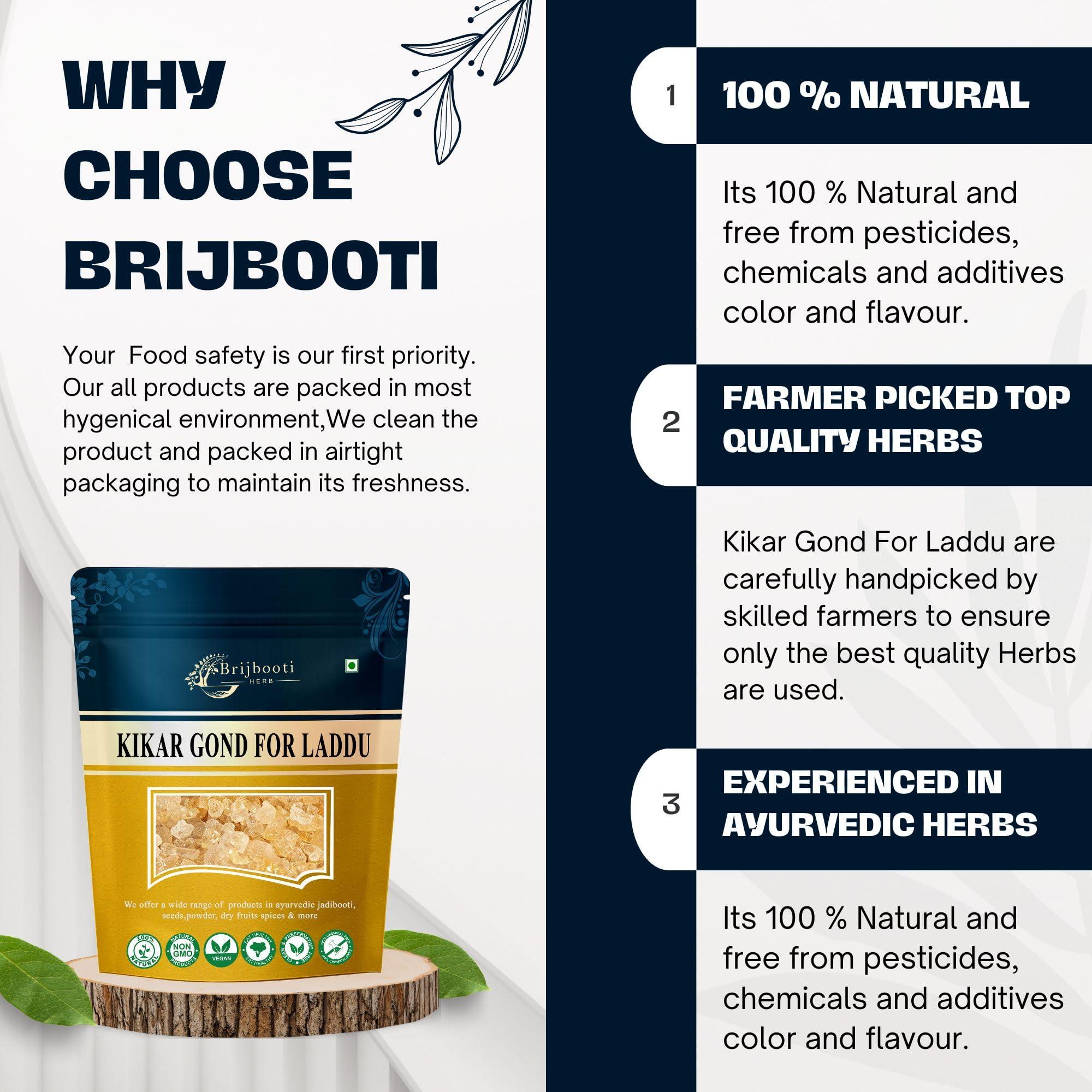 BrijBooti BrijBooti Organic Babool Gond For Ladoo -(250 Gr) Kikar Gond - Gum Arabic - Babul Gond - Premium Export Quality