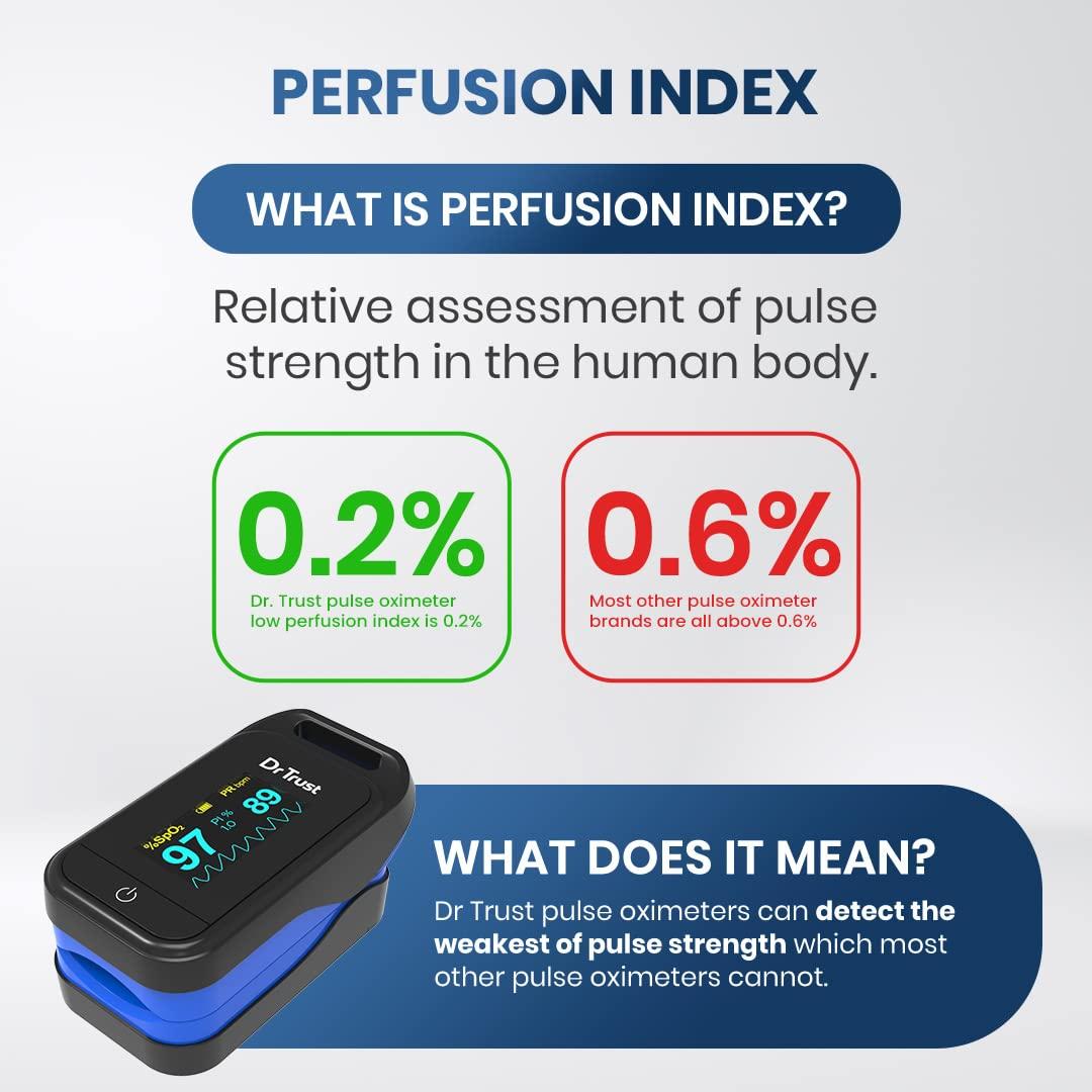 Dr Trust Dr Trust USA Fingertip Blood Oxygen Saturation Monitor -218, SPO2, PI & Heart Rate Pulse Oximeter with OLED Display For Pulse Oximetery