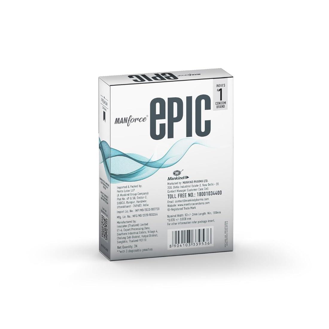 Manforce Manforce Epic ThinX | 0.03mm Ultra Thin Condoms for High Sensitivity | 12 Pcs