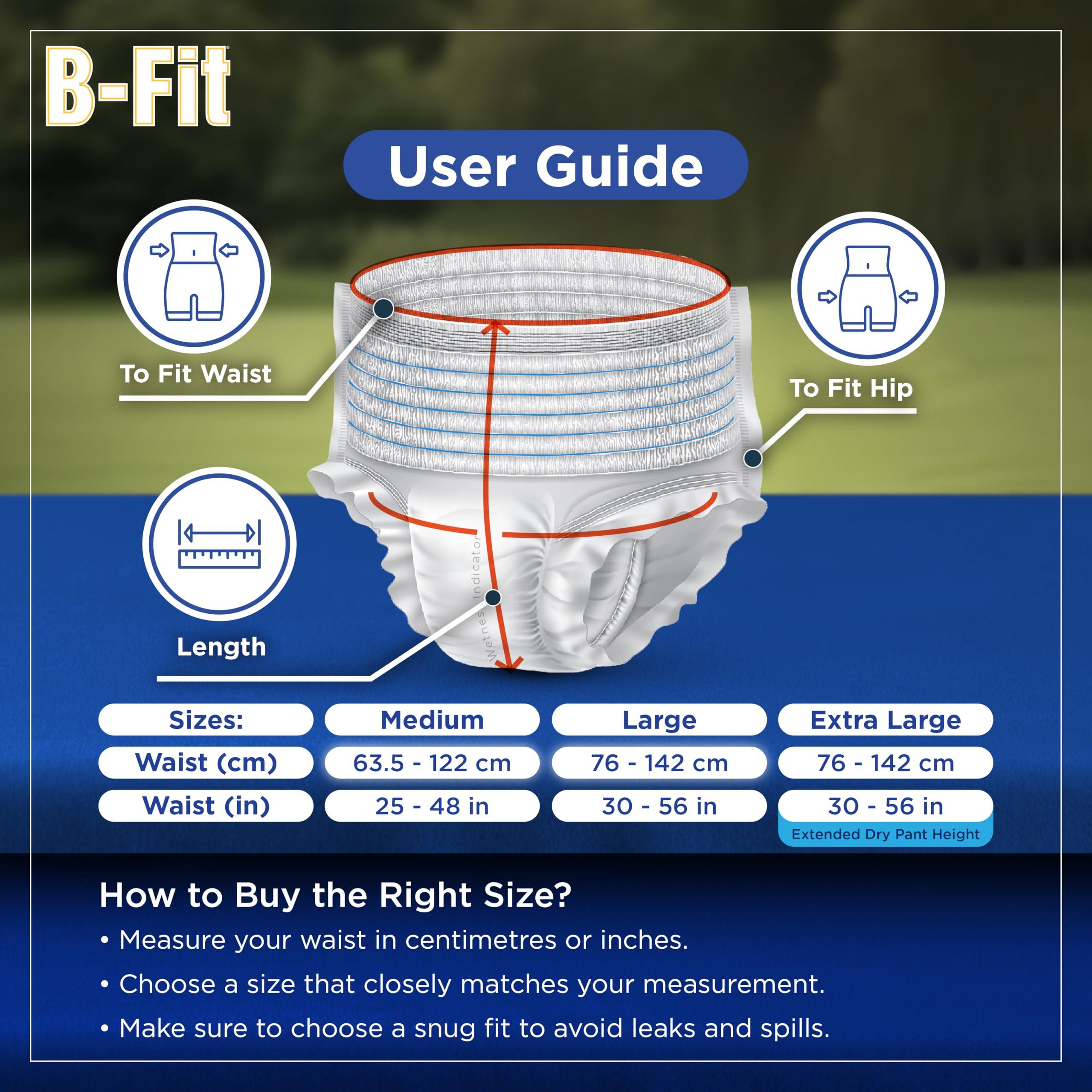 B-FIT B-FIT Adult Diapers Pant Style (Medium) 40 Count, Unisex, Leakproof, Elastic Waist, Wetness Indicator,Waist Size 25-48 Inch ; 63.5-122 cm