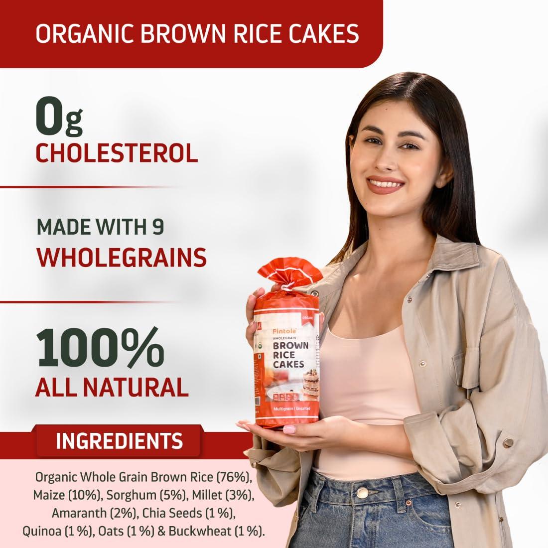 Pintola Pintola Combo-High Protein Dark Chocolate Creamy 1kg +Rice Cakes (Unsalted & Multigrain) (Pack of 2) (130g x 2), 100% Roasted Peanuts butter Chocolate Flavour,High in Protein With Organic Rice Cakes