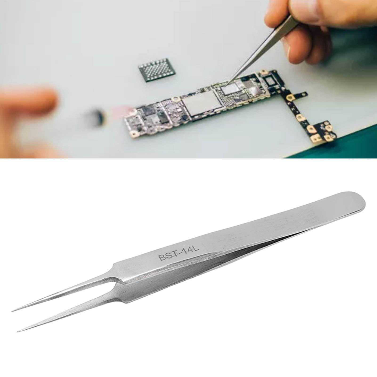 CH2-27APR23-BHN6RDMV Generic Industrial Tweezer, Stainless Steel Comfortable Touch Impact Resistant Fine Point Tweezer Anti Acid Rust Resistance High Hardness for Microelectronics (14L) |