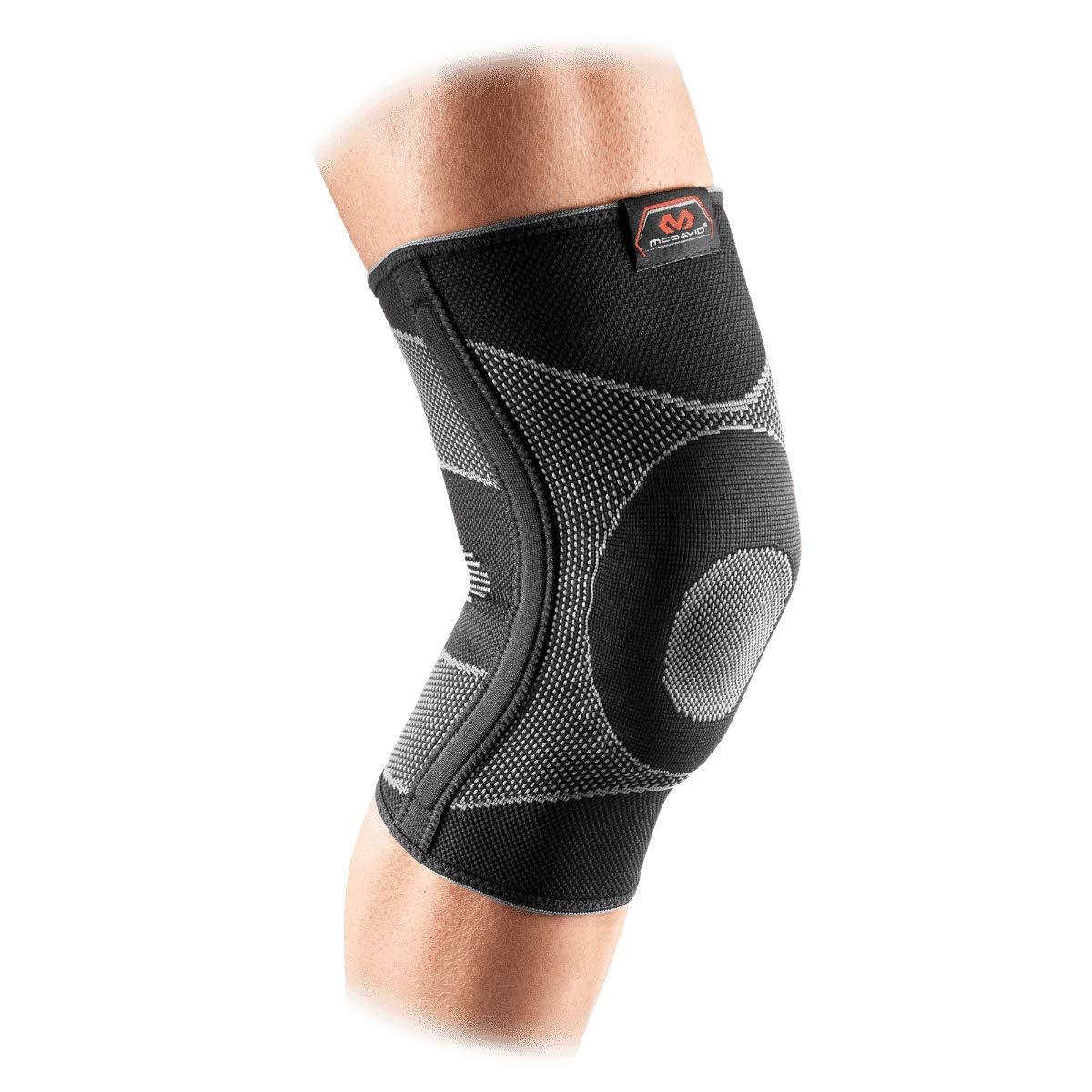 Mcdavid McDavid MD5116-01 Nylon 4 Way Elastic Knee Sleeve with Gel Buttress and Stays, Adult Small (Black)