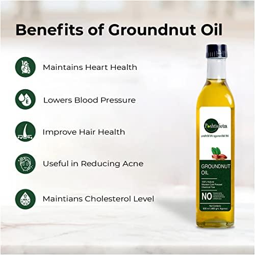 PoshtikSutra PoshtikSutra 100% Natural Wooden Cold Pressed Chemical Free Groundnut Oil (500ml)
