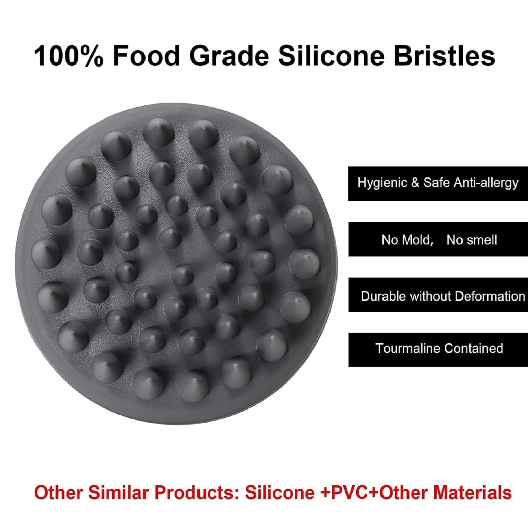 VENIQE VENIQE Hair Scalp Scrub Shampoo Brush Ultra Long Soft Silicone Bristles Exfoliating Ergonomic Comb for Dandruff Removal Scalp Care Manual Head Massager Thick Curly Hair for Men Women (GREY)