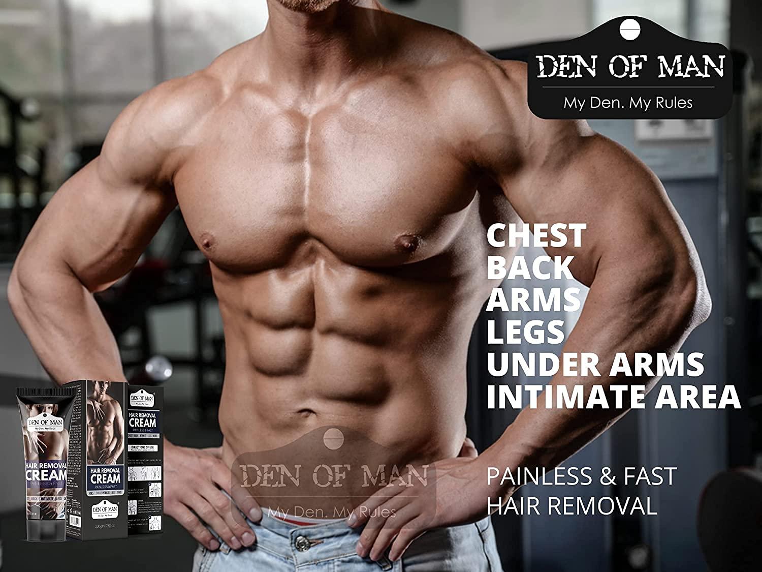 Den of Man Den of Man 200gm Hair Removal Cream + Natural Hair Growth Inhibitor Spray 100ml For Use After Hair Removal From Body & Face Minimizes Regrowth Safe For Men & Women