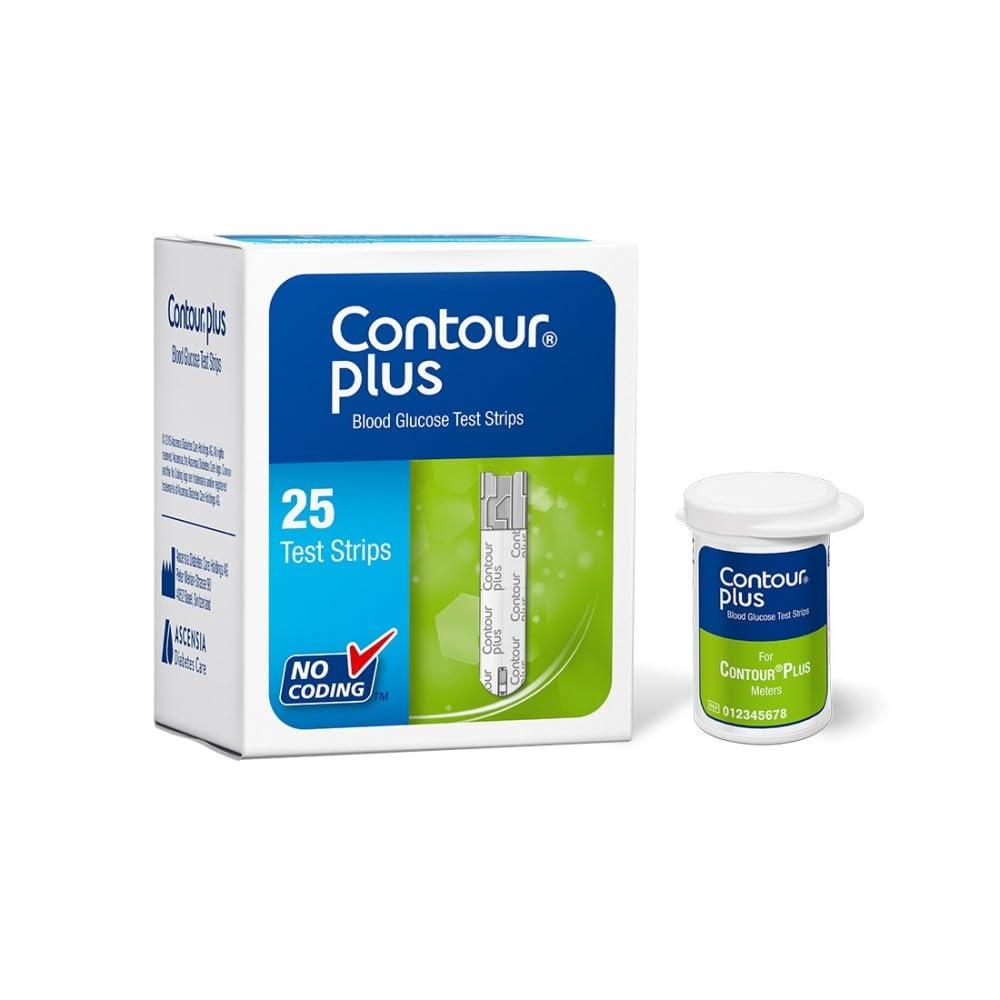 CONTOUR Contour Plus Blood Glucose Test Strip (25 Strips) | Contour Plus Glucometer 25 Test Strips Pack