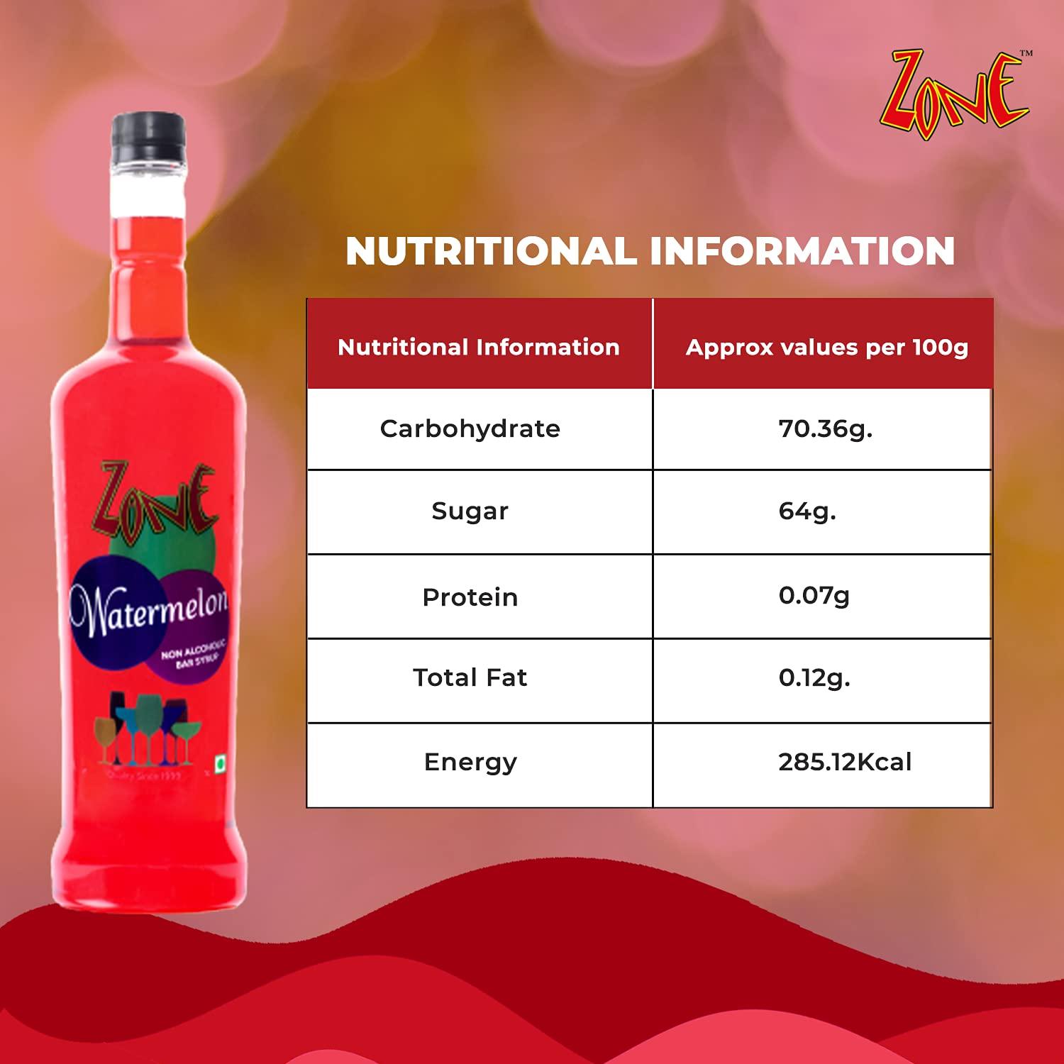 ZONE Zone Watermelon 240ml | Pure Watermelon Flavor for Mocktails, Cocktails, Lemonades, Iced Teas & More, Liquid | 12+ Flavours