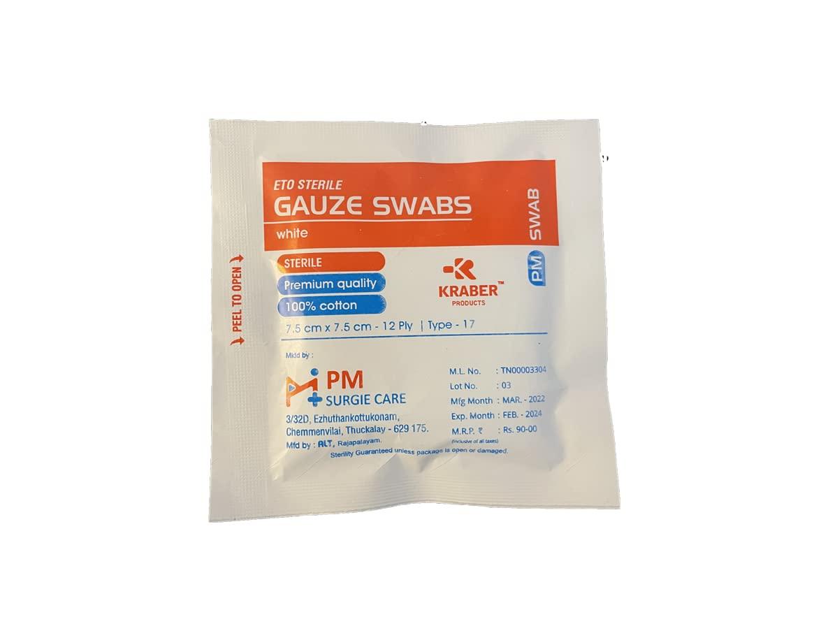 KRABER PRODUCTS KRABER PRODUCTS Sterile Gauze 5Pcs In One Paper Pack (5Cm X 5Cm 12Ply, 100)