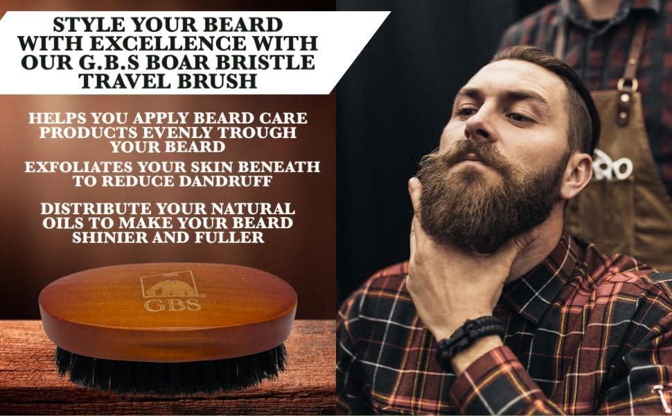 G.B.S G.B.S Men Beard & Mustache Brush 100% boar bristle wooden handle brush for Perfect Grooming and Soften Your Facial Hair Professional Premium beard brush for super-stylish beard, Adds Shine & Softness