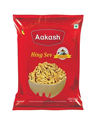 Aakash Namkeen Aakash Namkeen Hing Sev | Sev Made of Cumin, Hing and Other Spices | Famous Snacks of India |450GM | Pack of 3 | 150Gm Each