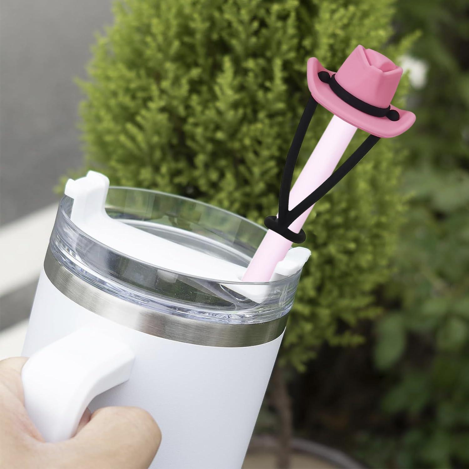 Fahsiam Silicone Cowboy Hat Straw Covers Toppers for Stanley Cups 30&40 Oz Tumbler Accessories4PCS Silicone Straw Caps Reusable Straw Tips Protectors for Stanley Cup 10mm 0.4in Straws