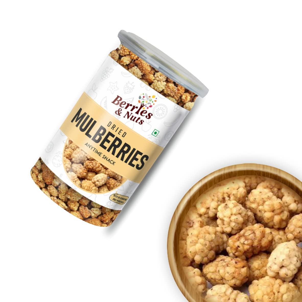 Berries And Nuts Berries And Nuts Naturally Dried Mulberries | Naturally Sweet Dried Mulberry | 480 Grams | 3 Bottles of 160 Grams