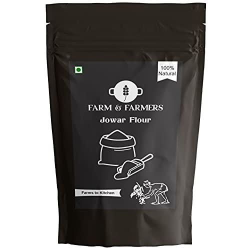 FARM AND FARMERS Farm & Farmers Organic Jowar Flour 5KG Gluten Free Sorghum Flour Jowar Atta Millet, Fresh from Farms 100% Vegan No Preservatives, No Trans Fats, Rich in Protein (5KG)
